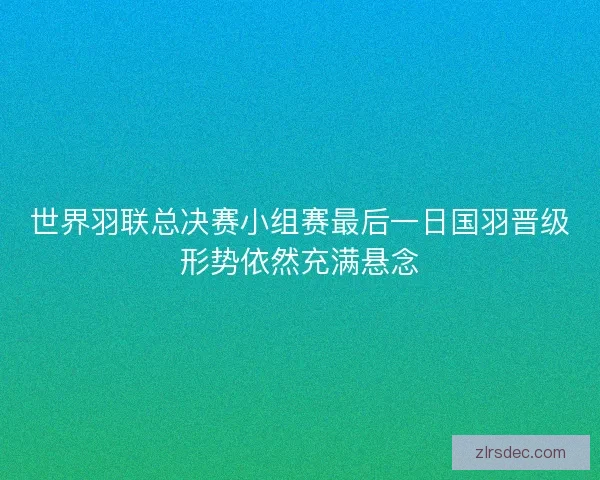 世界羽联总决赛小组赛最后一日国羽晋级形势依然充满悬念